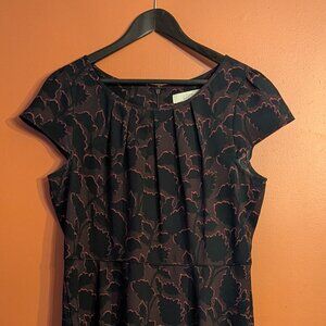 LOFT Black dress with flower/leaf design